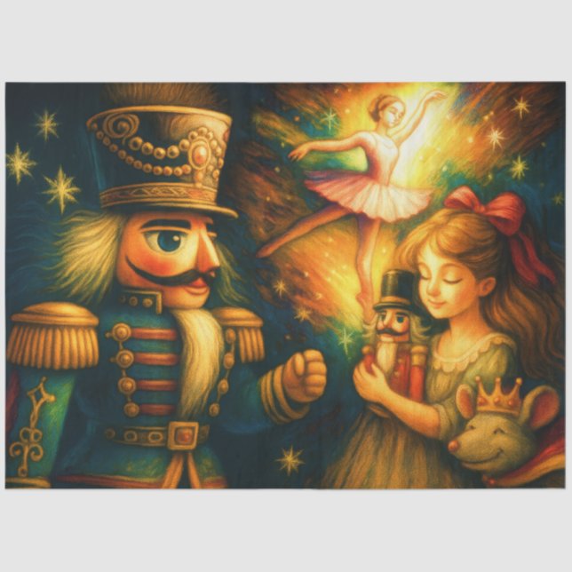 Chalk Zeichne Niedliche Nutcracker Ballet Weihnach Seidenpapier (Vorderseite)