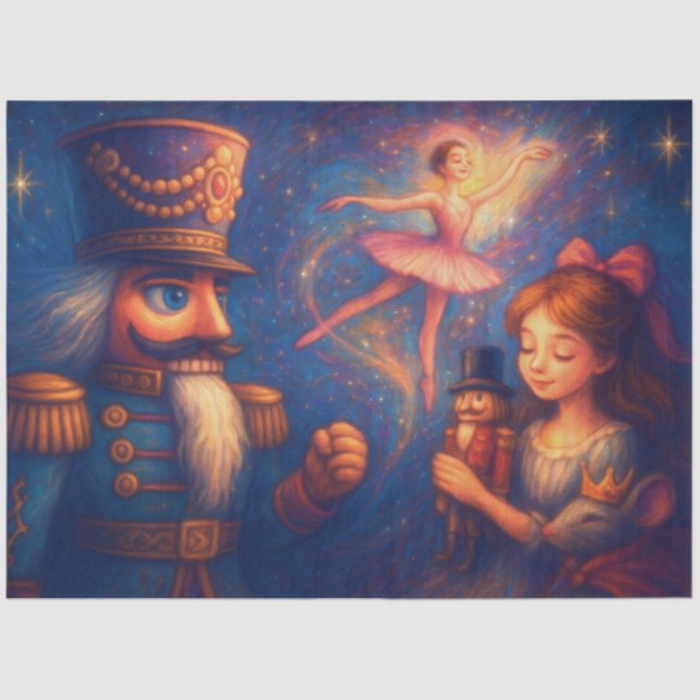 Chalk Zeichne Niedliche Nutcracker Ballet Weihnach Seidenpapier (Vorderseite)