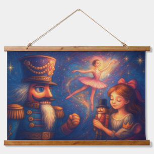 Chalk Zeichne Niedliche Nutcracker Ballet Weihnach Wandteppich Mit Holzrahmen