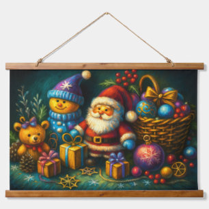 Chalk Zeichne Niedliche Weihnachtsspielzeuge Ornam Wandteppich Mit Holzrahmen