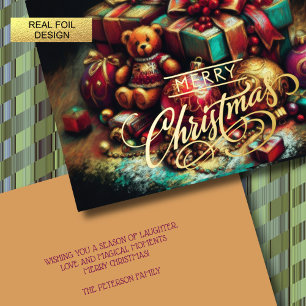 Chalk Zeichnend Weihnachtsbären Geschenk Candy Orn Folien Feiertagskarte