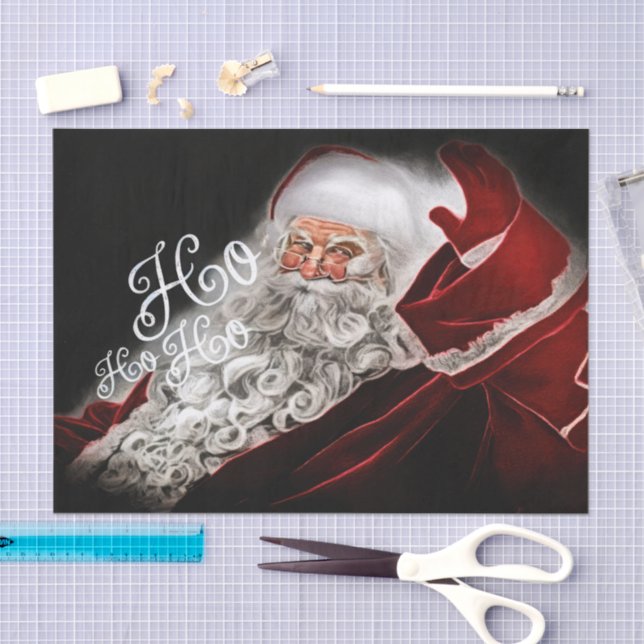 Chalk Zeichnete Santa Ho Ho Weihnachten Seidenpapier (Handwerk)