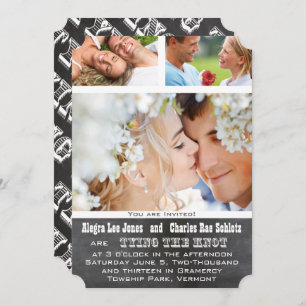 Chalkboad Photo Typography Wedding Invitations Einladung