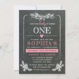 Chalkboard 1. Geburtstag Einladung