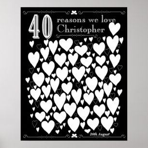 Chalkboard 40. Geburtstag Gästebuchplakat Poster