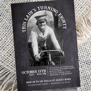 Chalkboard 80. Geburtstag Open House 2 Foto Einladung