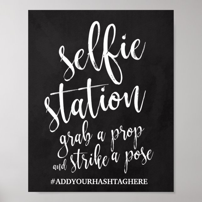 Chalkboard 8x10 Hochzeitszeichen der Selfie Statio Poster (Vorne)