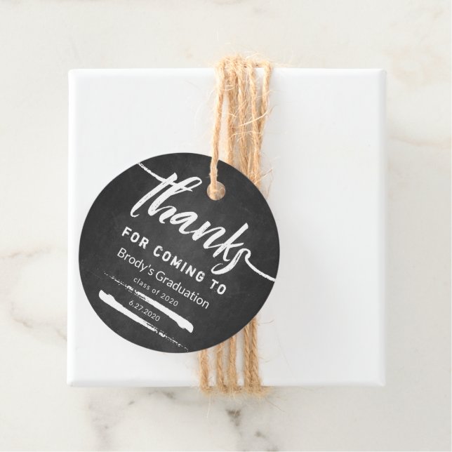 Chalkboard-Abschluss Danke für das Kommen Geschenkanhänger (Beispiel)