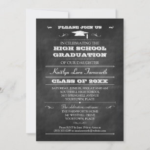 Chalkboard Abschluss Mortarboard Cap Party Einladung