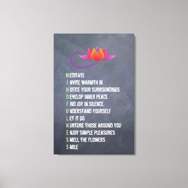 Chalkboard "Achtsamkeit Wall Art Letter" Leinwanddruck (Vorderseite)