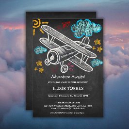 Chalkboard Adventure erwartet Airplane Baby Shower Einladung