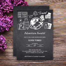 Chalkboard Adventure erwartet Baby Shower Einladung