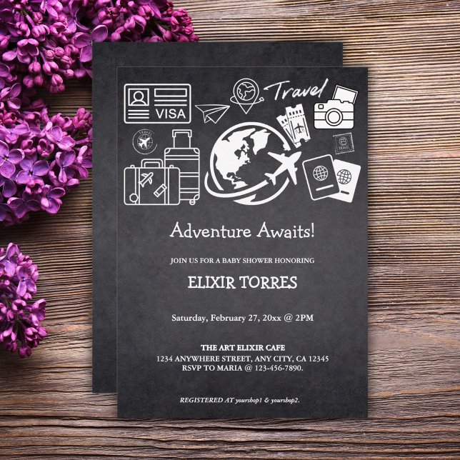 Chalkboard Adventure erwartet Baby Shower Einladung (Von Creator hochgeladen)
