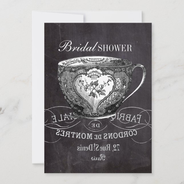 Chalkboard Alice im Wunderland Tee-Party-Tee-Tee Einladung (Vorderseite)