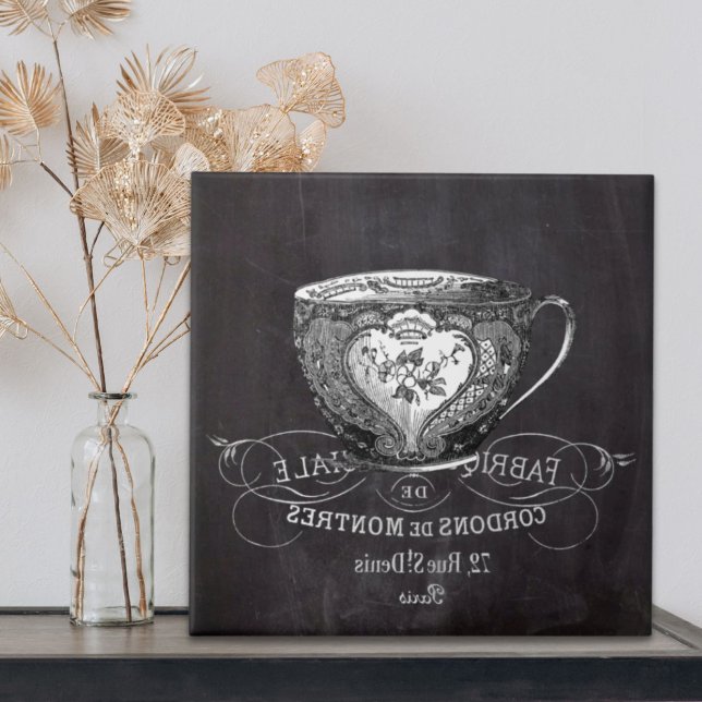 Chalkboard Alice im Wunderland Tee-Party-Tee-Tee Fliese (Chalkboard Alice in Wonderland tea party teacup Tile)