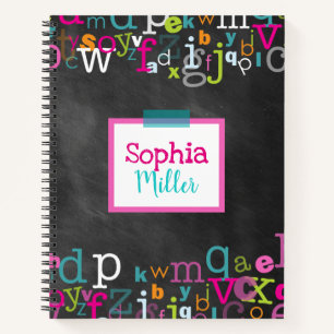 Chalkboard Alphabet Girl's Personalisiert Spiral Notizbuch