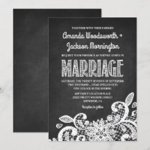 Chalkboard and Lace Rustic Wedding Einladung