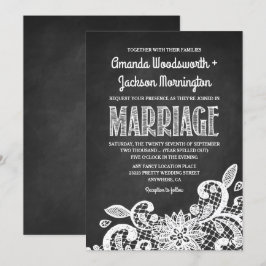 Chalkboard and Lace Rustic Wedding Einladung