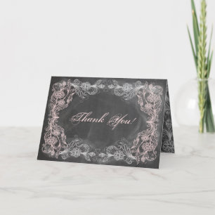 Chalkboard Antique Pink Floral Danke Karte
