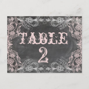 Chalkboard Antique Pink Tischnummer Card