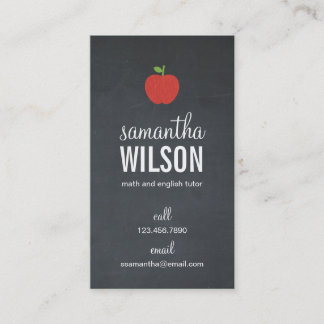 Chalkboard Apple Teacher Business Card Visitenkarte