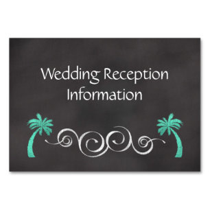 Chalkboard Aquamarin Beach Wedding Empfang Beilage Tischnummer