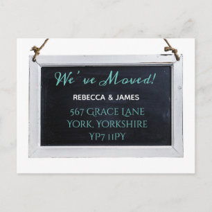 Chalkboard Aquamarin Wir haben die Ankündigung ver Postkarte