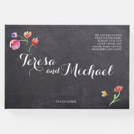 Chalkboard Aquarellmalerei, rustikal, Blume Gästebuch