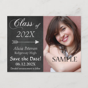 Chalkboard Arrow Save the Date Abschluss Postkarte