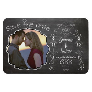 Chalkboard Art Wedding Save the Date Magnet