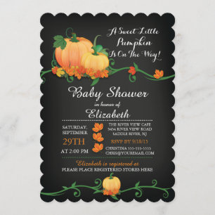 Chalkboard Autumn Pumpkin Baby Shower Einladung