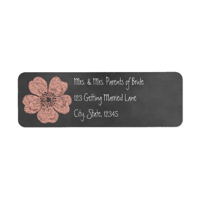 Chalkboard Avery Label der Wild Peach Rose (Vorne)