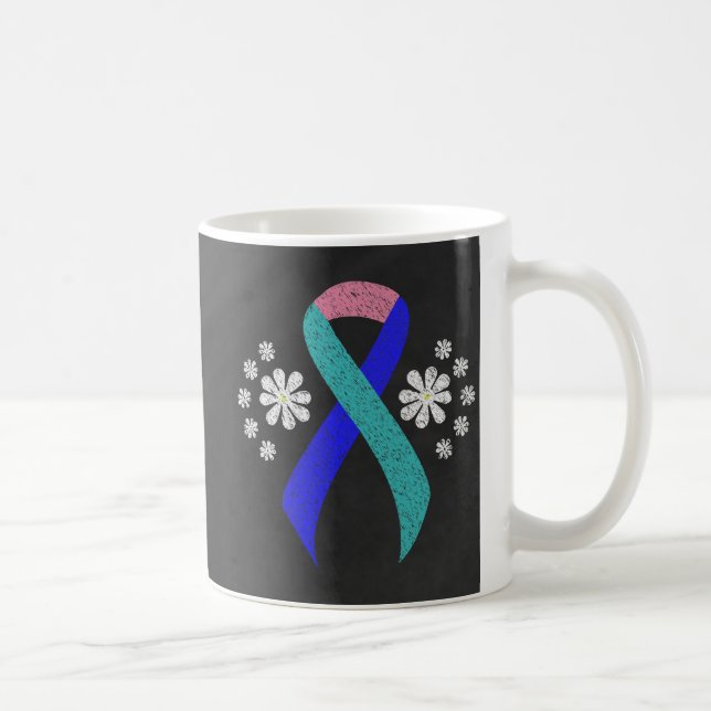 Chalkboard Awareness Aquamarin/Pink/Blue Ribbon Kaffeetasse (Rechts)