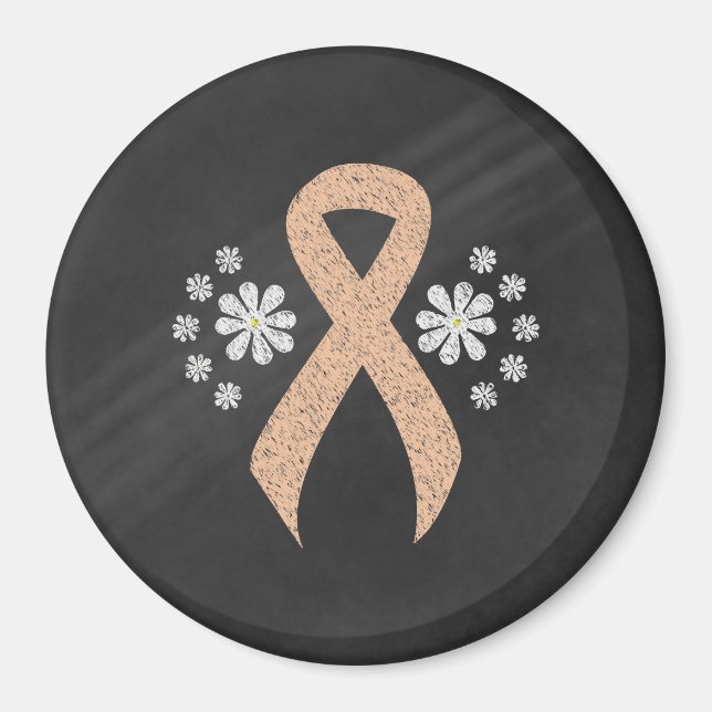 Chalkboard Awareness Peach Ribbon Magnet (Vorne)