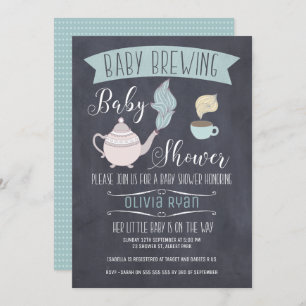 Chalkboard Baby Brewing Baby Shower Einladung