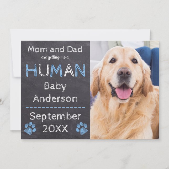 Chalkboard Baby Hund Schwangerschaft Ankündigung (Vorderseite)