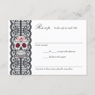 Chalkboard Background Lace Sugar Skull RSVP-Karten RSVP Karte