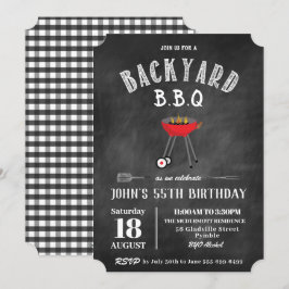 Chalkboard Backyard Barbecue GRILLEN Birthday Part Einladung