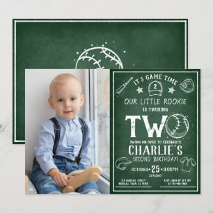 Chalkboard Baseball Alle Star Foto 2. Geburtstag Einladung