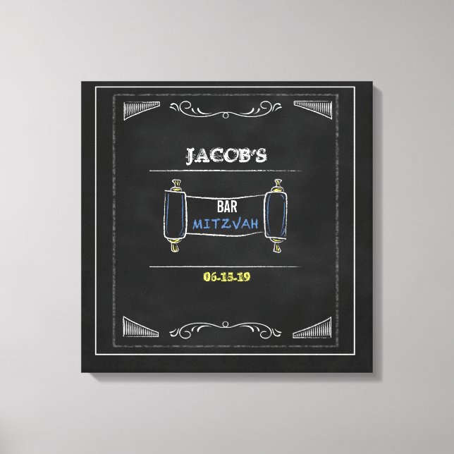 CHALKBOARD Bat Bar Mitzvah Sign in Board Leinwanddruck (Vorderseite)