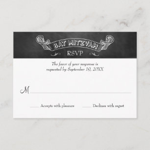 Chalkboard Bat Mitzvah Response UAWG RSVP Karte