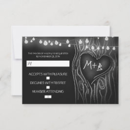 Chalkboard Baum elegante Hochzeitskarte RSVP Karte