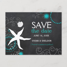 Chalkboard Beach Hochzeit Save the Date Ankündigungspostkarte