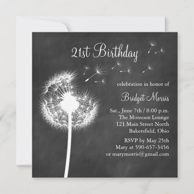 Chalkboard Best wünscht 21. Geburtstag Einladung (Vorderseite)
