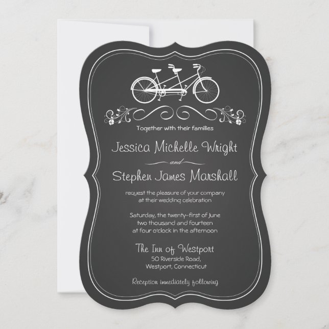 Chalkboard Bicycle for Two Wedding Einladungen (Vorderseite)
