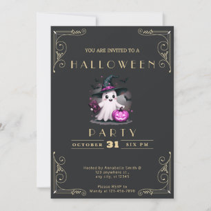 Chalkboard Black & Gold Ghost-Assistent Einladung