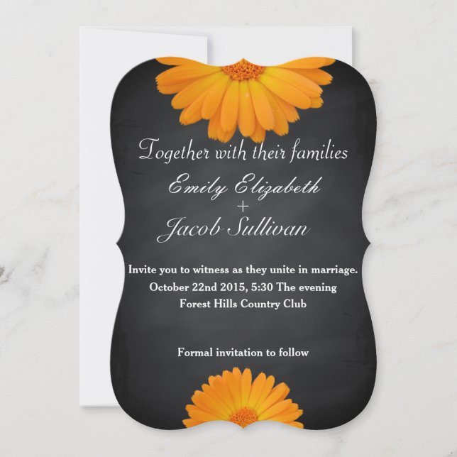 Chalkboard Blackboard Daisy Inspiriert Hochzeit Save The Date (Vorderseite)