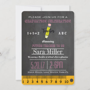Chalkboard & Bleistift Abschluss Einladung