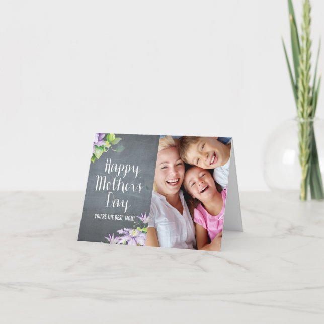 Chalkboard BloomMothers Day Foto-Karte Karte (Vorderseite)