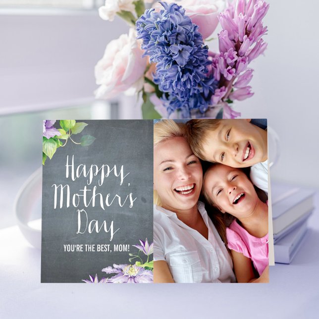 Chalkboard BloomMothers Day Foto-Karte Karte (Von Creator hochgeladen)